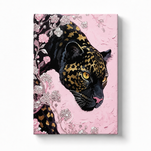 Golden Panther with Pink Blooms Paint by Numbers Kit