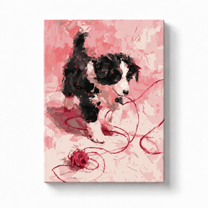 Puppy with Red Yarn Paint by Numbers Kit