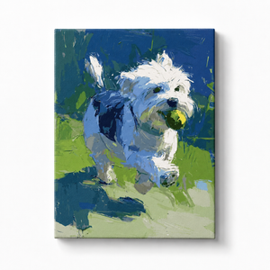 White Dog with Tennis Ball Paint by Numbers Kit
