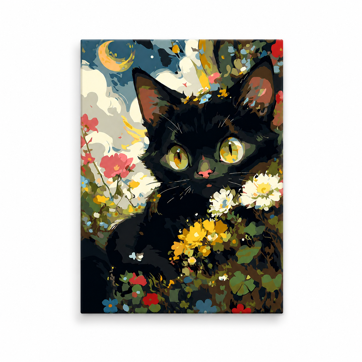 Black Cat and Yellow Moon
