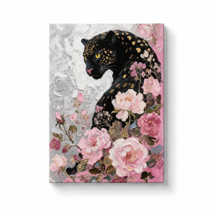 Black Panther with Pink Roses Paint by Numbers Kit