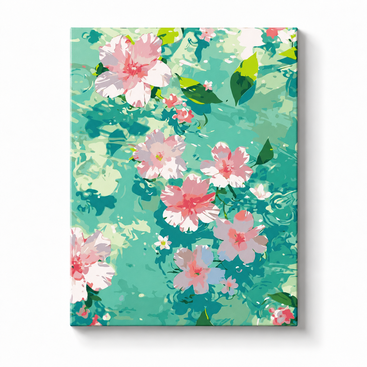 Blush Flowers on Aqua Paint by Numbers Kit