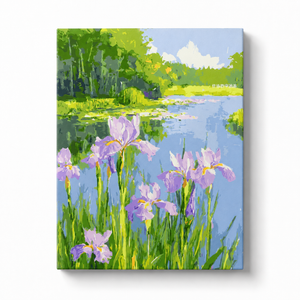 Lakeside Purple Irises Paint by Numbers Kit