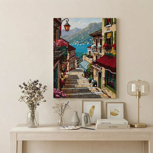 Paint by numbers artwork displayed on a wall
