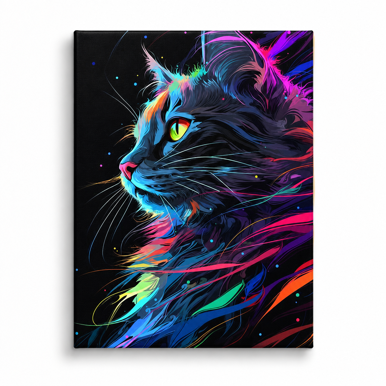 Neon Night Cat paint by numbers artwork