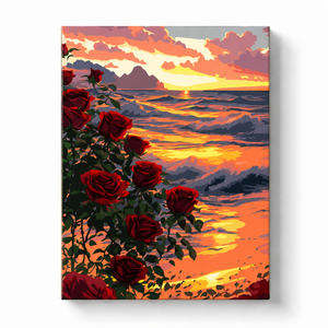 Sunset Roses by the Sea Paint by Numbers Kit