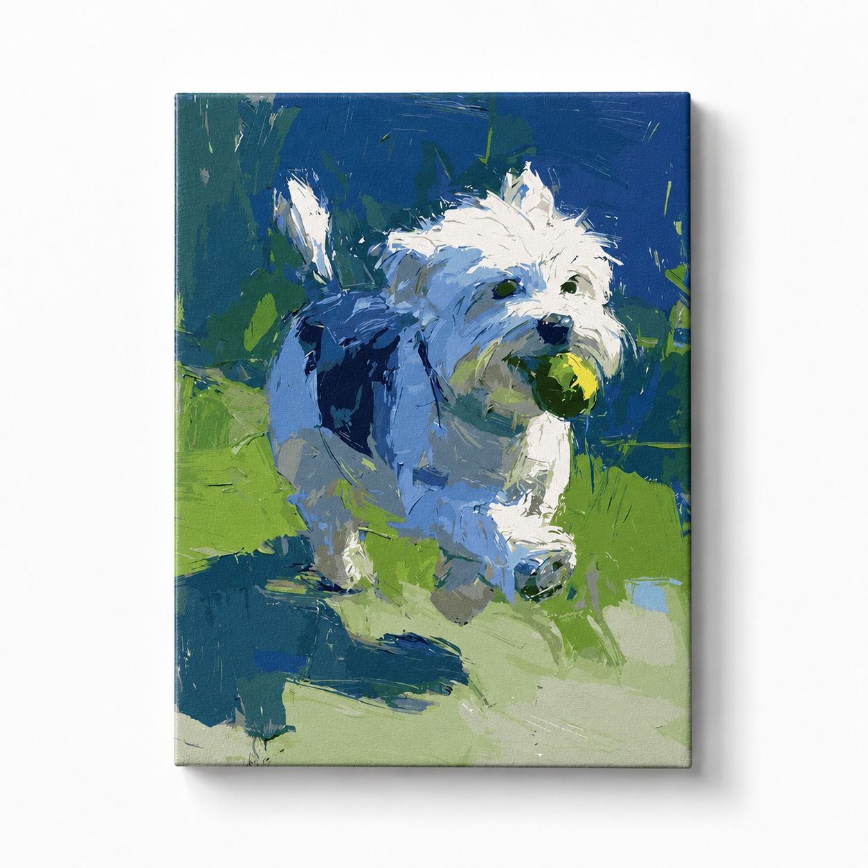 White Dog with Tennis Ball Paint by Numbers Kit