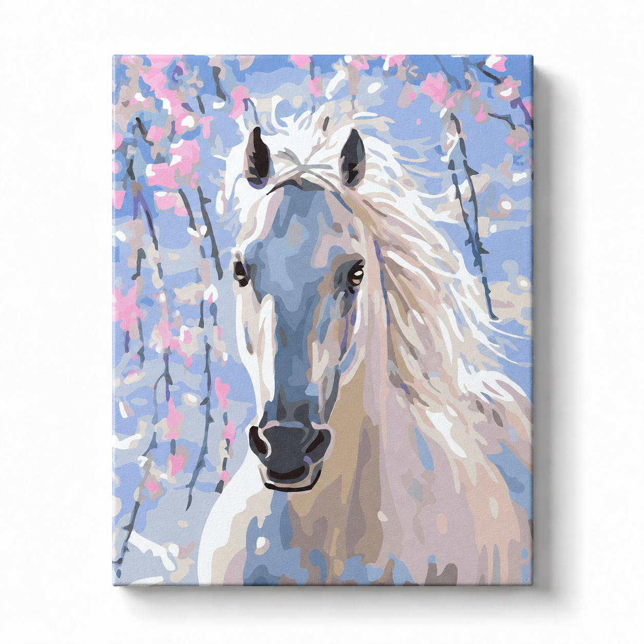 White Horse with Blossoms Paint by Numbers Kit