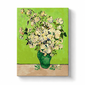 White Roses in Green Vase Paint by Numbers Kit